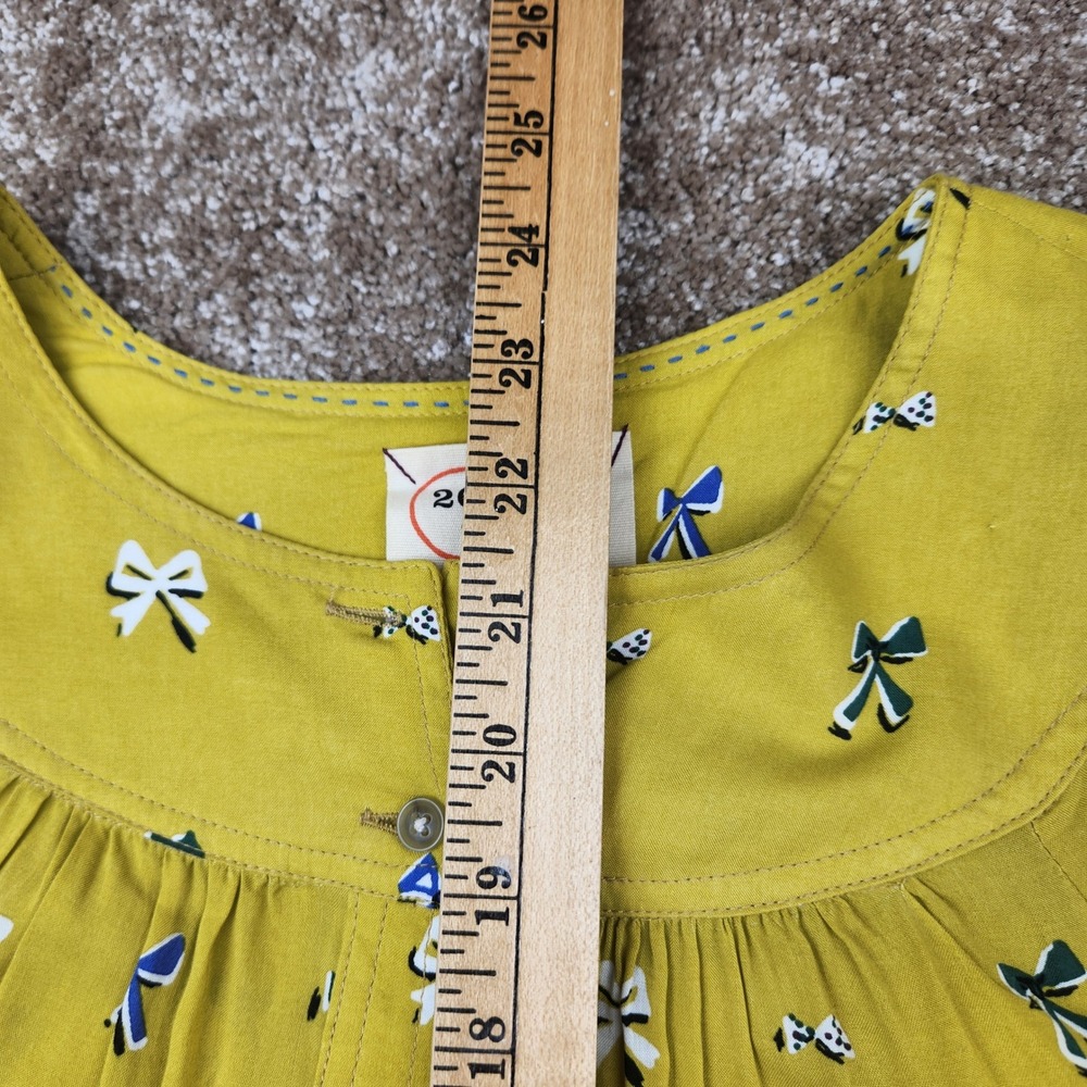 Conversations by Anthropologie Mustard Yellow Bow Print Blouse Size 8 Limited Ed - Picture 5 of 6